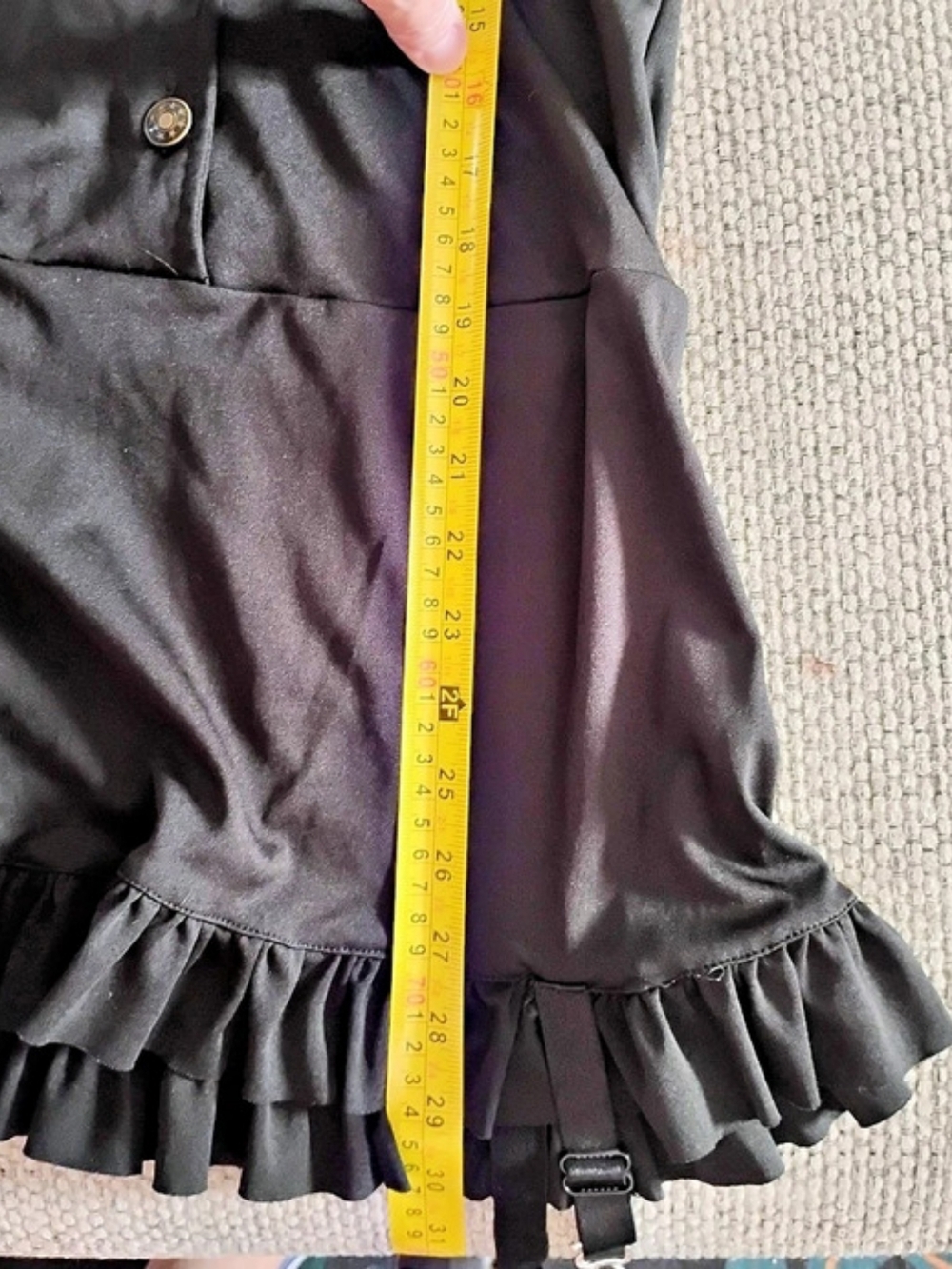 Black Ruffle Mini Dress With Garters - Picture 14 of 14